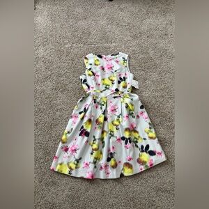 Liz Claiborne Floral Fit-and-Flare Dress in White, Pink & Yellow